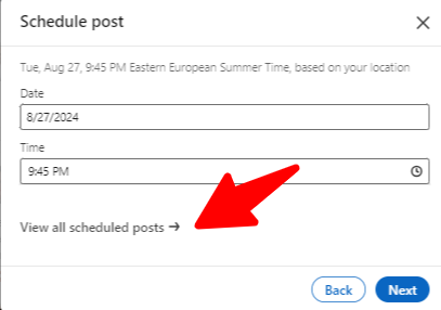 Step 3 to cancel a scheduled post on LinkedIn