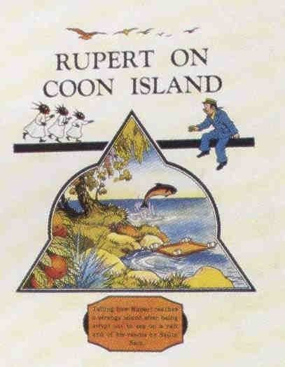 The title page of a Rupert story, entitled “Rupert on Coon Island”, showing the same offensive designs.