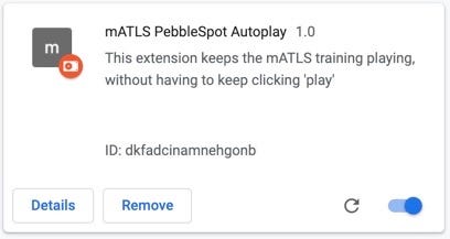mATLS PebbleSpot Autoplay Extension tile as seen in Chrome