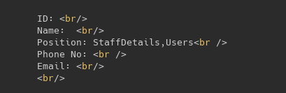 StaffDetails, Users