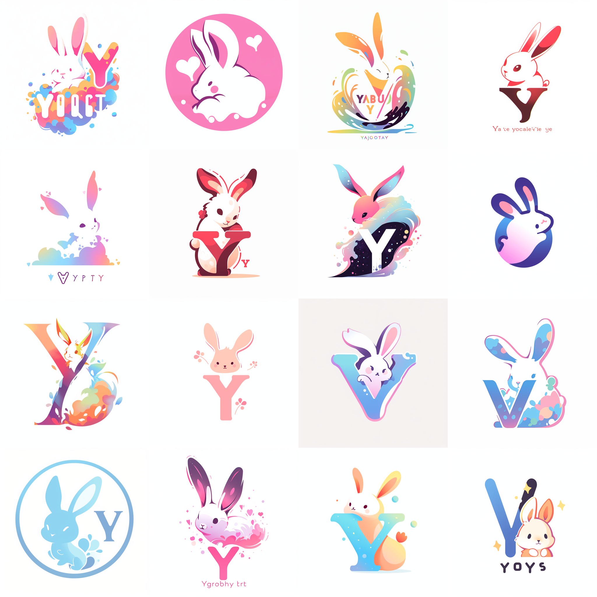 Midjourney logo design of rabbits and the letter Y, using — niji 5