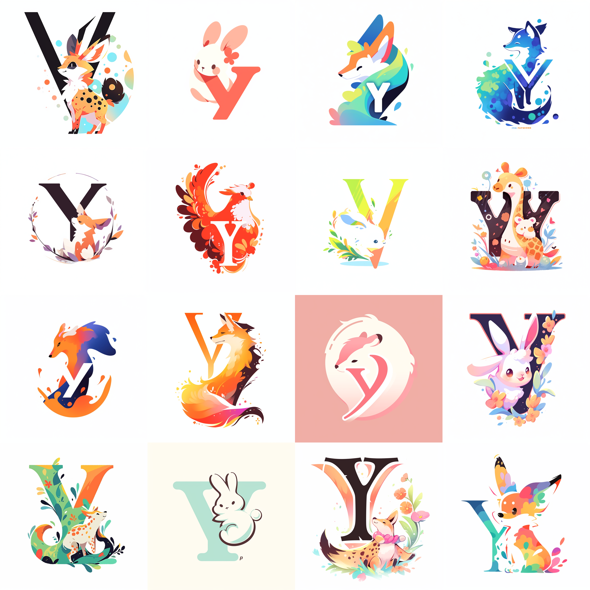 Midjourney logo design of an animal and the letter Y, using — niji 5