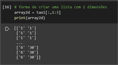 Array de 2 dimensões