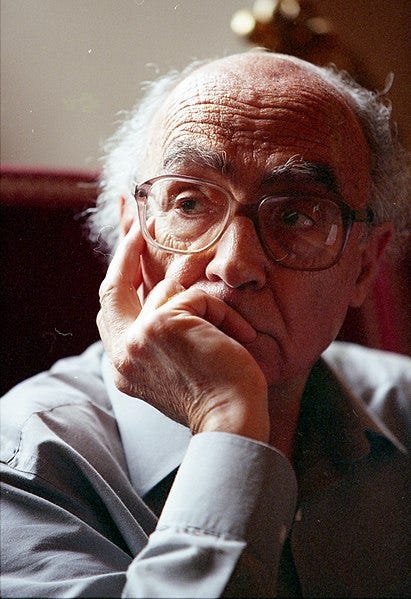 Close up picture of Portuguese author, José Saramago.