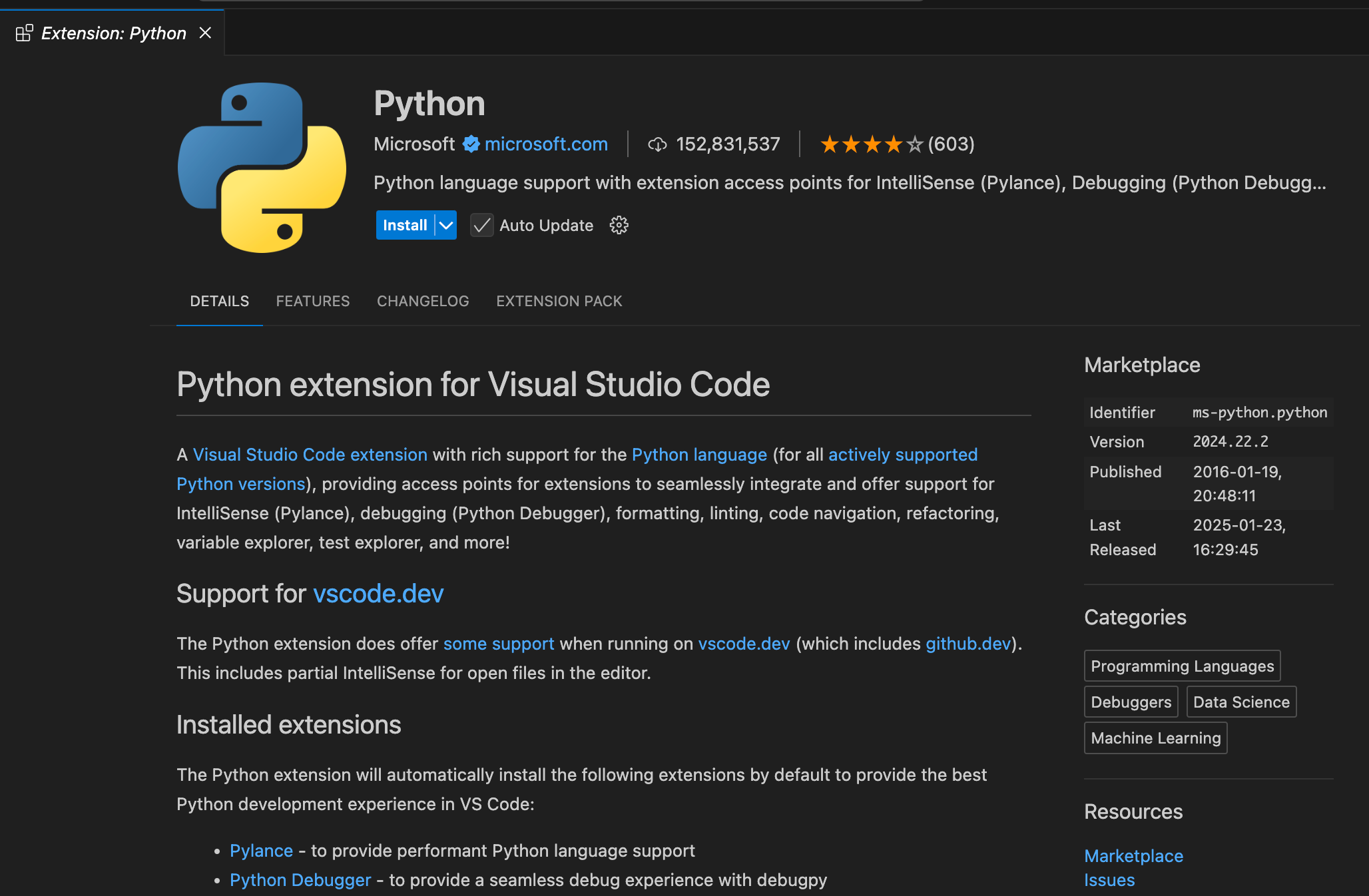 Python extensions