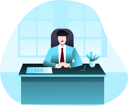 Illustration of a CEO sitting at a desk