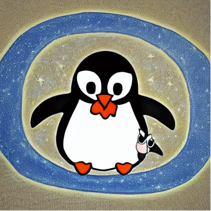 AI-generated, cartoon-like image of a penguin