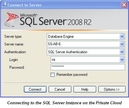 Connecting To The Cloud SQL Server on SQL Director