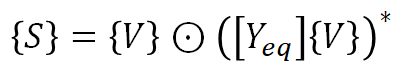 {S} = {V} entrywise dot ([Y_eq] {V})^{conjugate}