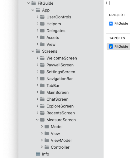 Files organized within Xcode