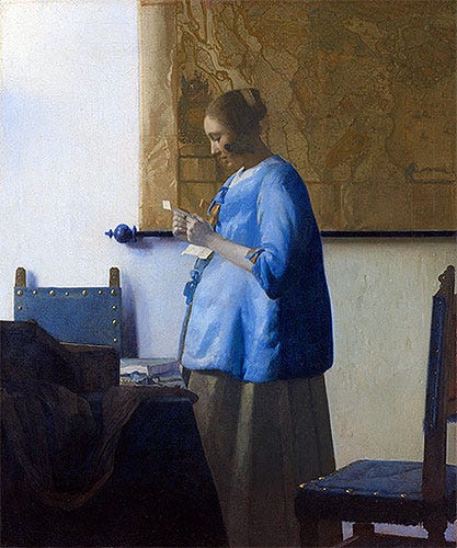 Woman Reading a Letter, c.1663/64 — Johannes Vermeer