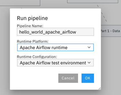To run a pipeline, select the runtime platform and runtime configuration