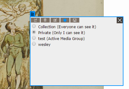 Close up of a text box showing ‘private’ selected.