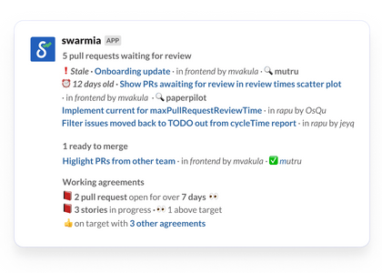 Swarmia review request Slack Notification