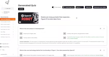 QuizWizard.AI dashboard