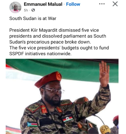 A screen grab of the post as published on Facebook