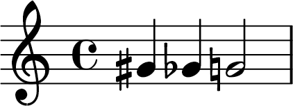 Example of Accidentals showing a G Sharp, G Flat, and G Natural