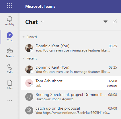 How to use chat with self in Microsoft Teams