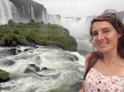 A selfie taken from the lower boardwalk on the Brazillian side of Iguazu Falls