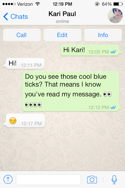 WhatsApp instant messaging example