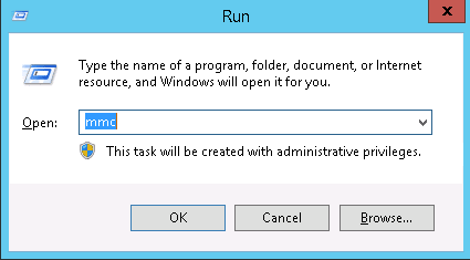 An image of run utility to open MMC console