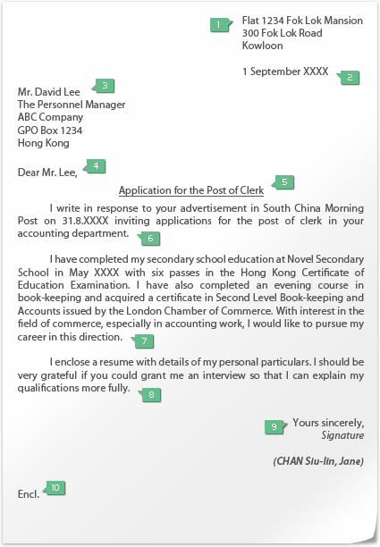 Unsolicited application letter of an accountant