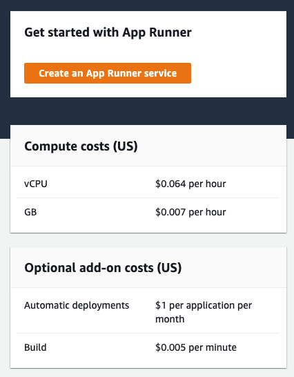 AWS App Runner, Serverless, Pricing, Amazon Web Services