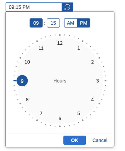 A picture of the redesigned time picker