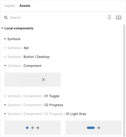 Example of our disorganized Design System asset list