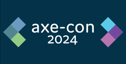 Double arrows pointing forward and backward, axe-con 2024 in the middle of both arrow