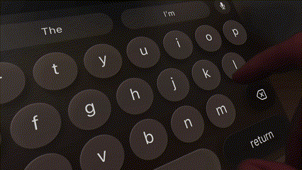 This is Vision Pro’s virtual keyboard. It has circular keys, and the keys are highlighted once the user’s finger gets close to them. The key goes down if the user presses it.