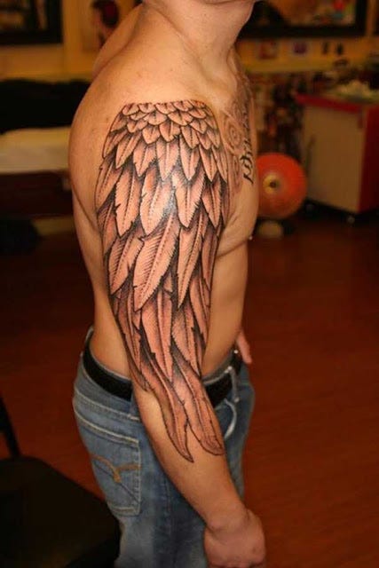 sleeve wing tattoo