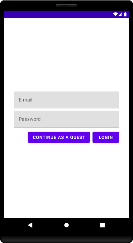 Screenshot of the updated login page with an additional button, “Continue as a guest”.