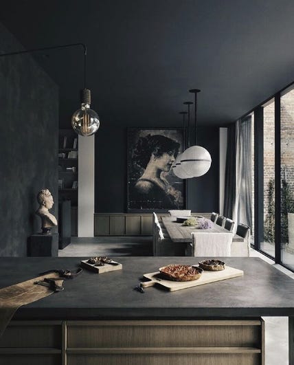 moody black kitchen and dining room @k2a architecture