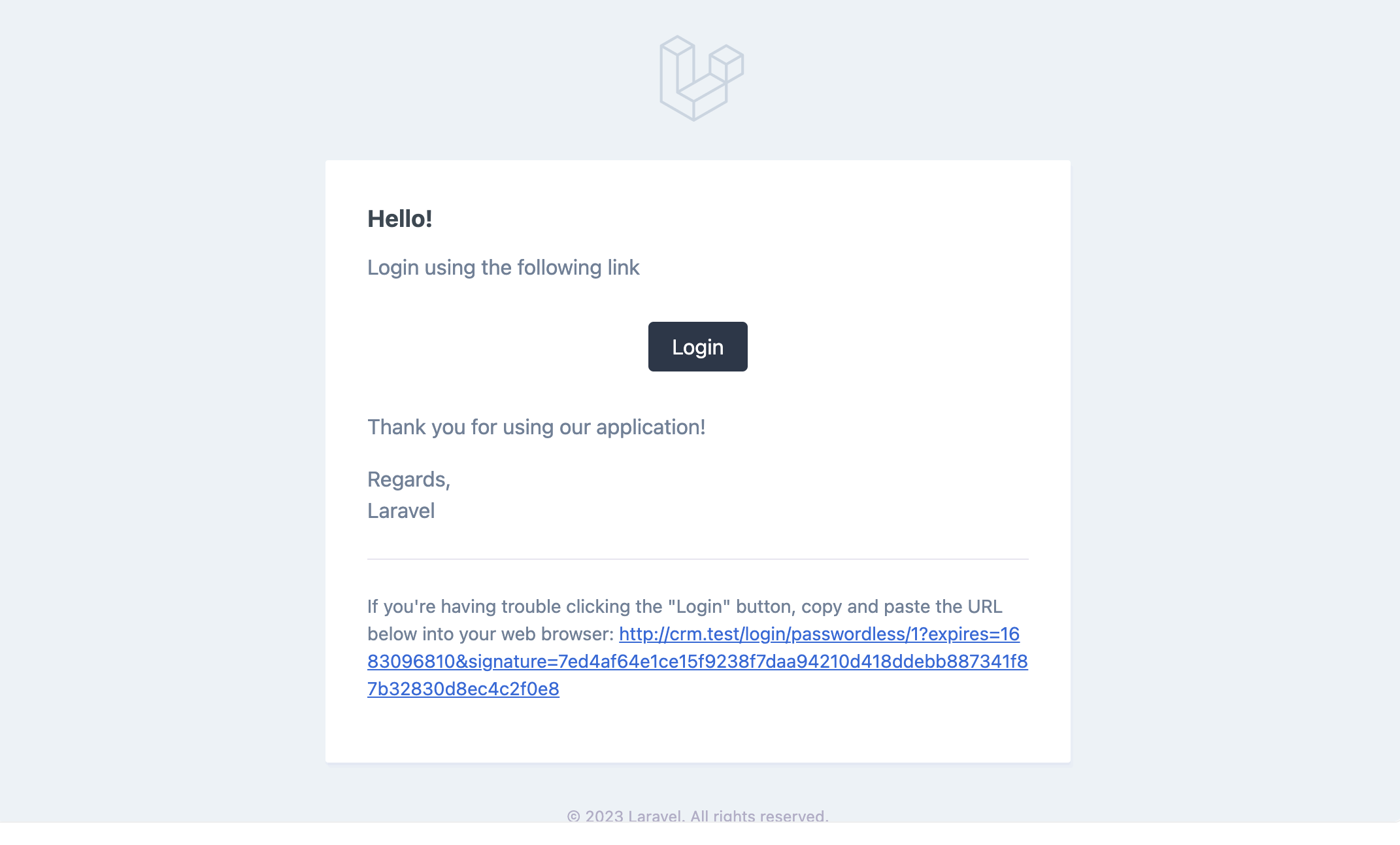 receiving the email with the signed url