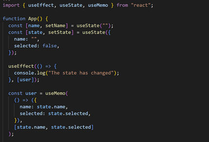 new object in the callback of useMemo which spreads out all values of that object to put it in the depencendy array of useEffect