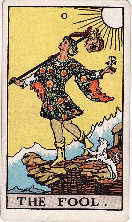 The Fool Tarot card.