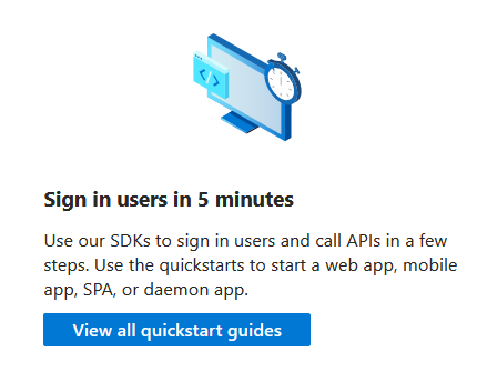 Image showing “Sign up users” and link to quick starts