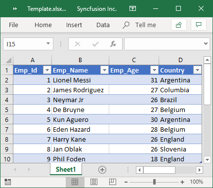 Excel Table with External Connection