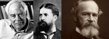 Pictures of philosophers Richard Rorty, Charles Peirce, and William James