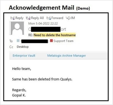 Acknowledgement Mail