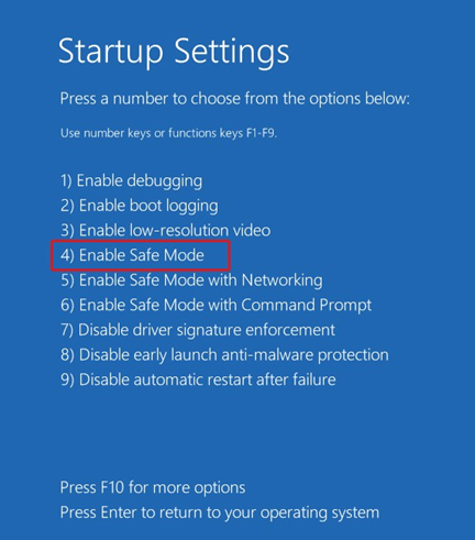 Enable safe mode