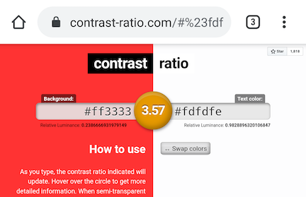 Screenshot of contrast-ratio.com