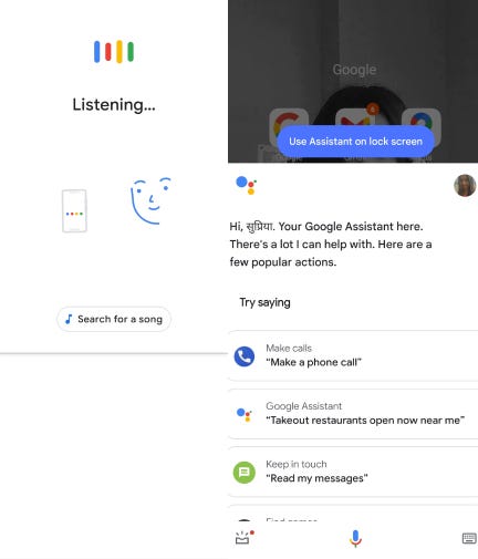 A screenshot of google voice assistant.