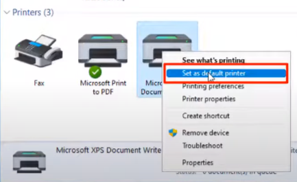 Click Set as the default printer button