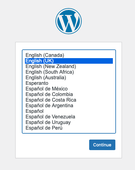 Select your WordPress Language