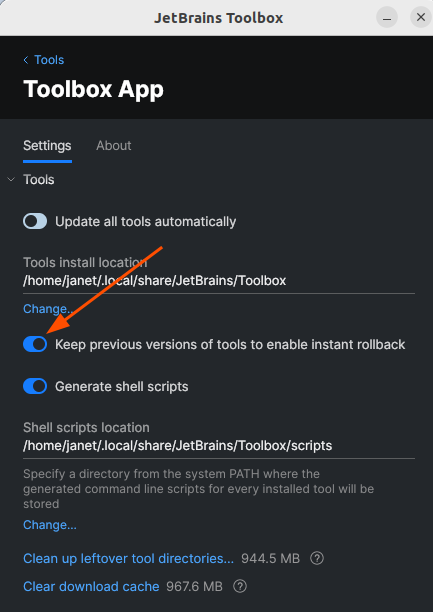 Keep previous versions of tools to enable instant rollback