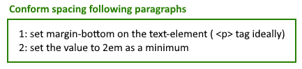 How to conform to spacing following paragraphs