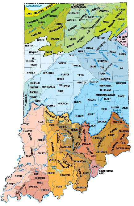 Physiographic Division of Indiana by Henry Gray, 2000