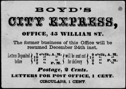 Boyd’s City Express, image of business card